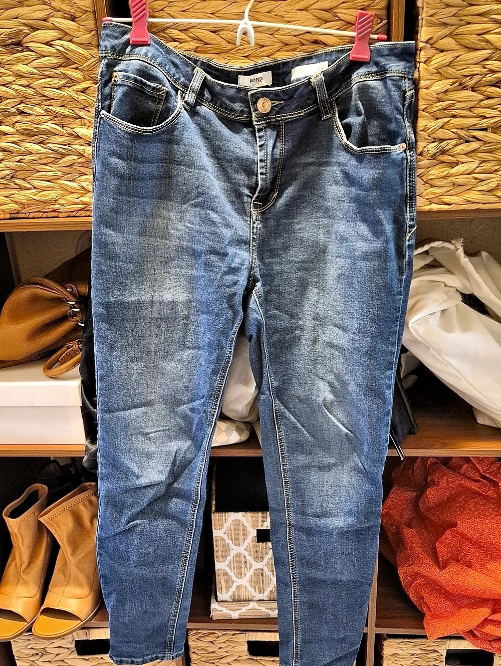 Kensie Effortless Ankle Mid Rise Skinny Jeans Blue Waist 10/30